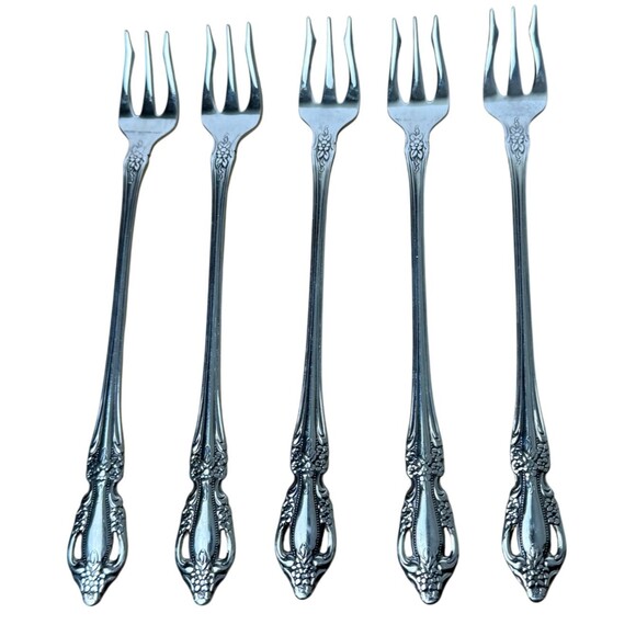 Oneida Raphael Stainless Distinction Shrimp Cocktail Appetizer Fork Flatware VTG - Picture 5 of 8